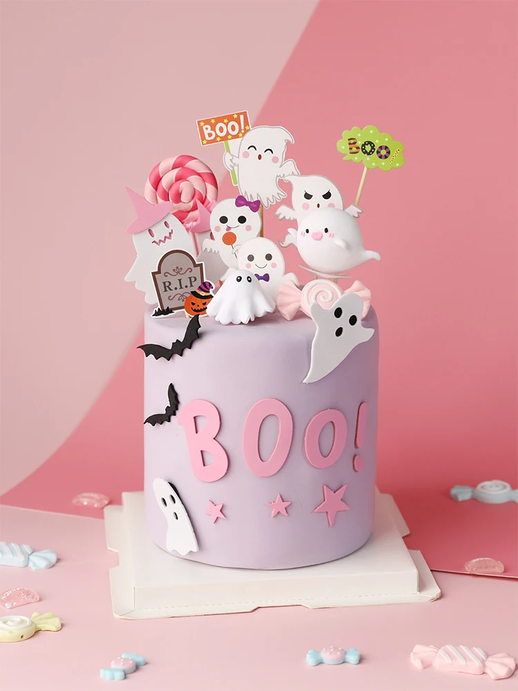 Cake Topper Halloween Pink Ghost Cupcake Home Decoration