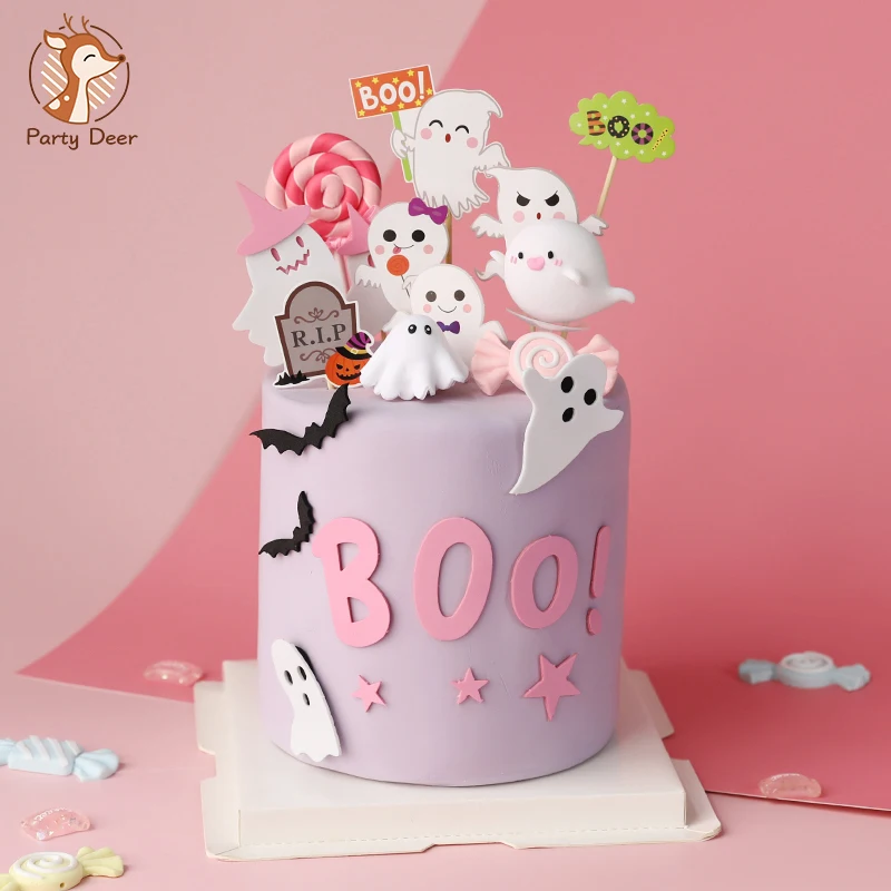 Cake Topper Halloween Pink Ghost Cupcake Home Decoration