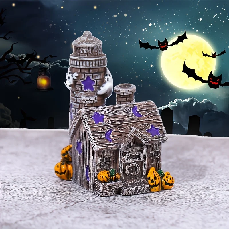 Halloween Haunted House Resin Statue-Modern Mini Collectible Halloween Decor