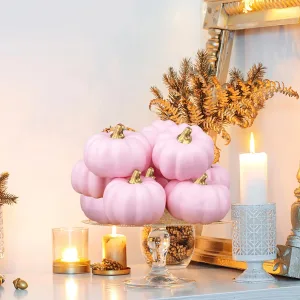 6pcs Pink Artificial Pumpkins Halloween Holiday Party Decorations Home Decor