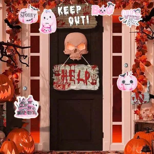 Halloween Hanging Ornaments Wooden Pendant Pumpkin Decorations Pendant Decor