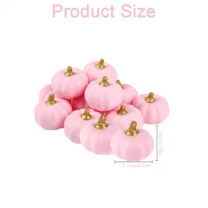 6pcs Pink Artificial Pumpkins Halloween Holiday Party Decorations Home Decor