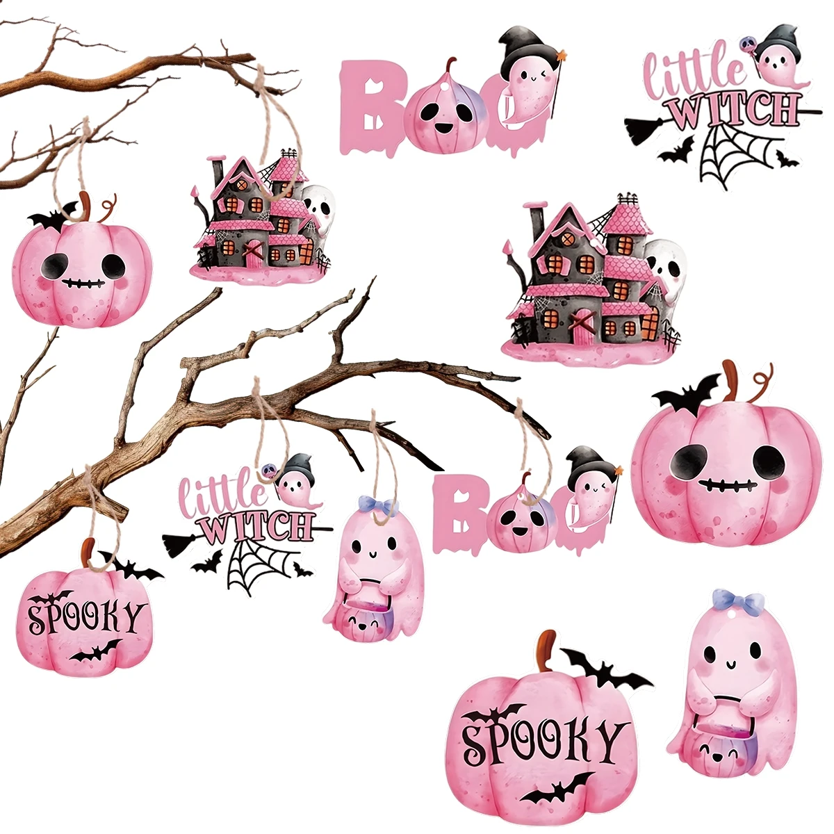 Halloween Hanging Ornaments Wooden Pendant Pumpkin Decorations Pendant Decor
