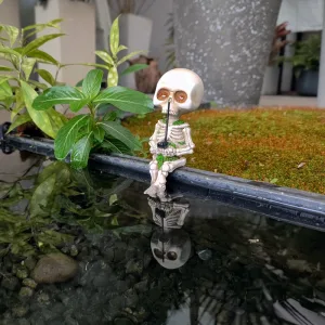 Halloween Skeleton Fishing Figurine Resin Statue Indoor Outdoor Garden Yard Party Decor Sculpture Crafts Fishing Skull
