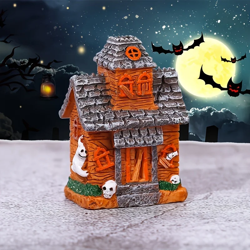 Halloween Haunted House Resin Statue-Modern Mini Collectible Halloween Decor
