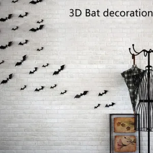 16Pcs Pink Halloween Bat Wall Sticker 3D Wall Stickers Halloween Decorations