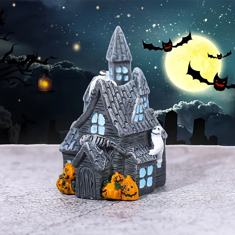 Halloween Haunted House Resin Statue-Modern Mini Collectible Halloween Decor