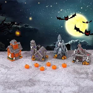 Halloween Haunted House Resin Statue-Modern Mini Collectible Halloween Decor