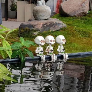 Halloween Skeleton Fishing Figurine Resin Statue Indoor Outdoor Garden Yard Party Decor Sculpture Crafts Fishing Skull