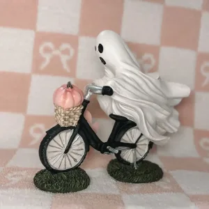 Halloween Cycling Ghost And Pinks Pumpkins Resin