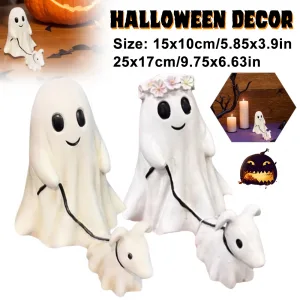 Halloween Ghost Walking Dog Statue Creative Halloween Home Decor