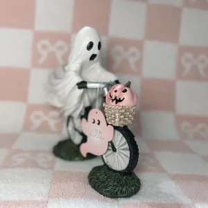 Halloween Cycling Ghost And Pinks Pumpkins Resin