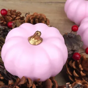 6pcs Pink Artificial Pumpkins Halloween Holiday Party Decorations Home Decor