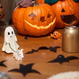 Halloween Ghost Walking Dog Statue Creative Halloween Home Decor