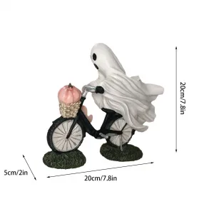Halloween Cycling Ghost And Pinks Pumpkins Resin
