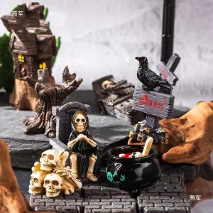 Halloween Micro Landscape Skeleton Miniatures Desktop Handicrafts Mummy Ornaments Home Office Desktop Pumpkin Decor