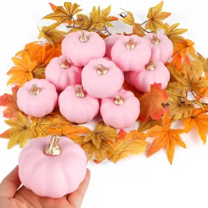 6pcs Pink Artificial Pumpkins Halloween Holiday Party Decorations Home Decor
