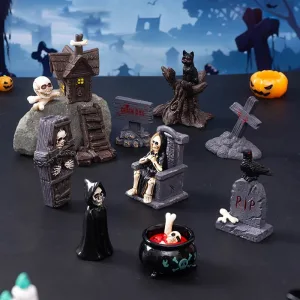Halloween Micro Landscape Skeleton Miniatures Desktop Handicrafts Mummy Ornaments Home Office Desktop Pumpkin Decor