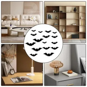 16Pcs Pink Halloween Bat Wall Sticker 3D Wall Stickers Halloween Decorations